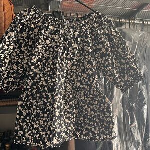 Old Navy Black and White Floral Top
